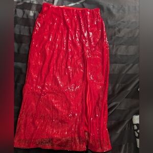 (Sold) A new day Red Sequin Midi Skirt